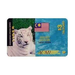  Collectible Phone Card $3. White Tiger Endangered Species 