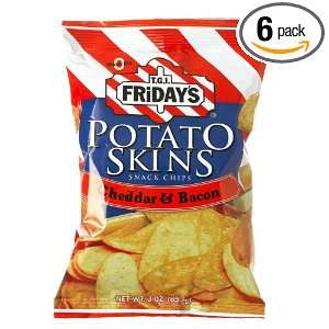 TGI Fridays Potato Skins Snack Chips, Cheddar & Bacon, 3 Ounce Bags 
