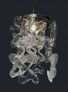 60s KALMAR Ice Glass WATERFALL CHANDELIER Ceiling Lamp  
