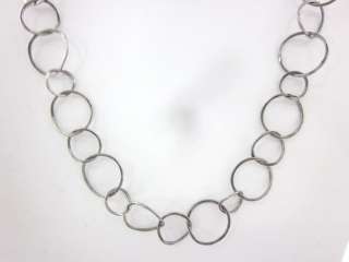 SIBILIA Silver Tone Hammered Antiqued Chain Necklace  