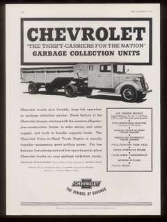 1938 Chevrolet trash garbage semi truck photo ad  