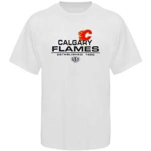 Old Time Hockey Calgary Flames White Zeno T shirt  Sports 