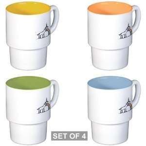    Stackable Coffee Mugs (4) Unicorn Vomiting Rainbow 