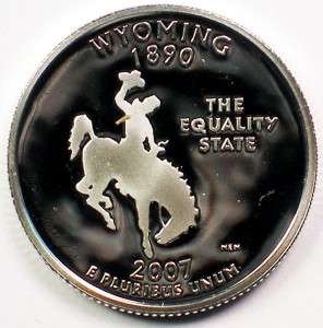 2007 S State of Wyoming Silver Proof Statehood Quarter Coin  