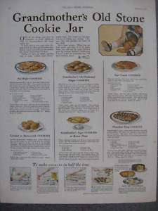 1925 Crisco Cookies Ad Grandmas Old Stone Cookie Jar  