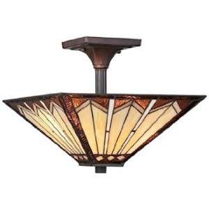   Tanner 14 Wide Tiffany Mission Style Ceiling Light