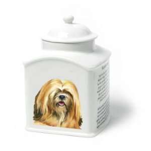  Lhasa Apso Dog Van Vliet Porcelain Memorial Urn 