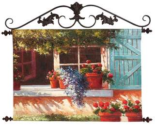   Canvas Flowerpot Scene Window Garden Wall Hanging Scroll Topper  