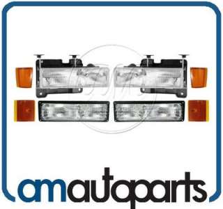 GMC Truck Suburban Headlights & Corner Parking Lights Left & Right Set 