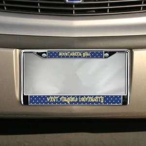 West Virginia Mountaineers Navy Blue Polka Dot Chrome License Plate 