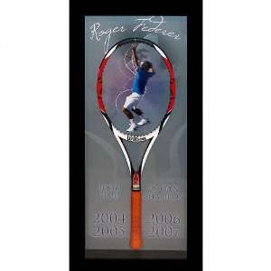 Roger Federer Framed Autographed Game Model Tennis Raquet Shadowbox 