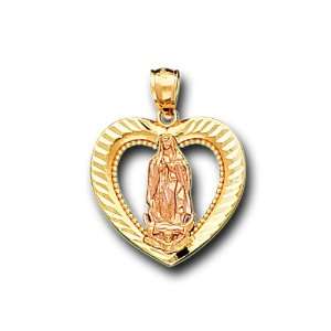   Yellow 2 Tone Gold Virgin Guadalupe Charm Pendant IceNGold Jewelry