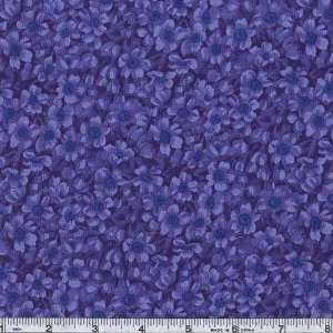  45 Wide Floral Carpet Miniiature Violas Blue Fabric By 