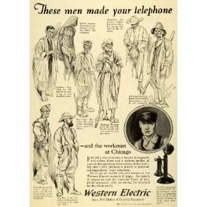  Ad Western Electric Equipment Workmen Vintage Hand Crank Telephone 
