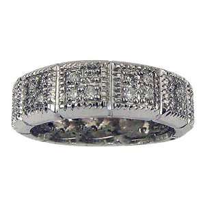 Platinum Wide Wedding Band Antique Diamond Ring   6 Da 