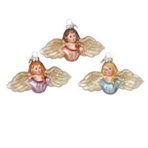  Set of 6 Angel Face Glass Christmas Tree Ornaments: Home 