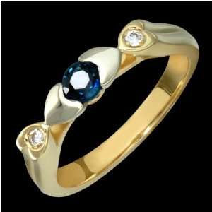     Stunning Sapphire & Diamond 14k Gold Ring   Custom Made Jewelry