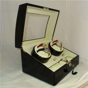 ALG Black Wood Automatic Quad Watch Winder Display Box  