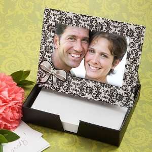   : black and white damask place card photo frame and memo paper sets
