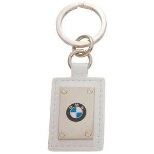    BMW Genuine White Rectangle Key Chain Ring Key Fob OEM Automotive
