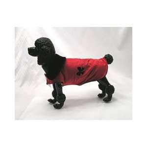  Faux Suede Velcro Closure Dog Coat with Bow Trim (Red 