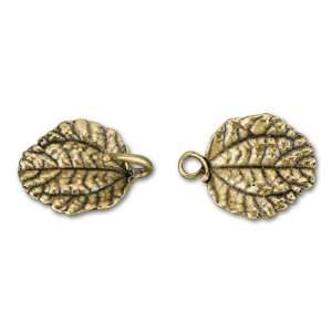  Antique Brass Plated Brass Rounded Leaves Hook & Eye Clasp 
