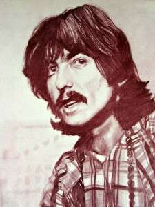 George Harrison Vintage Beatles Poster 1968 Drawing Vig  