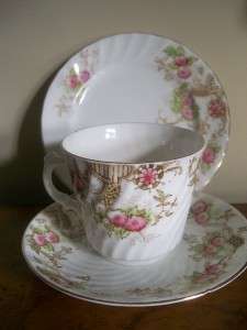 VICTORIAN CHINA TRIO TEA CUP SAUCER PLATE WEDDING PARTY  