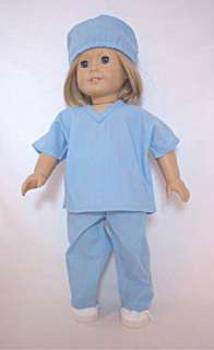 piece Blue Doctor/Nurse Scrubs Outfit fits American Girl & 18 Dolls 