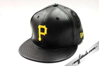Pittsburgh Pirates Leather Black Yellow Authentic MLB New Era Fitted 
