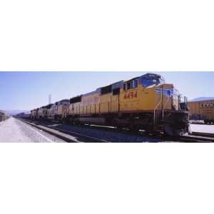 Freight Train on Railroad Tracks, California, USA Premium Photographic 