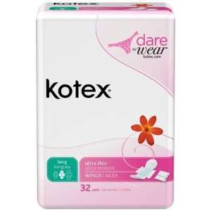 Kotex Ultra Thin, Long Maxi Pads with Wings 32 ct, 2 ct (Quantity of 3 