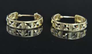 Estate Beverly Hills Gold 14K Diamond Cut Hoop Earrings  