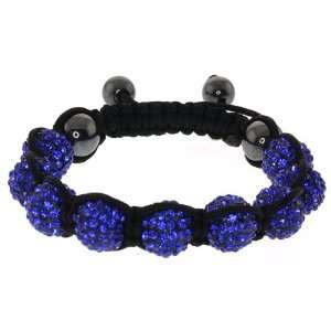  10mm Shiny Blue Hip Hop Crystal Ball Adjustable Bracelet 