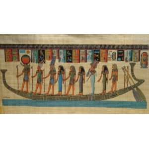 XLARGE THE BOAT OF THE GODS PAPYRUS EGYPTIAN 24x48in(60X120CM)  