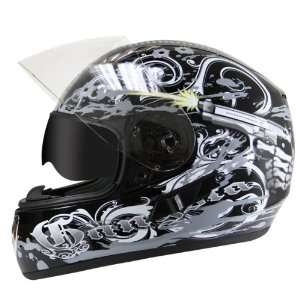 Hawk Gray Gangster Graphics Helmet with Dual Visors   Color  gray 