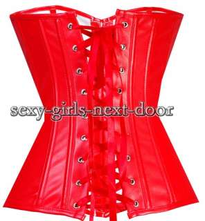 Gothic Red Bonded Leather CORSET BustierCOOL M A031_red