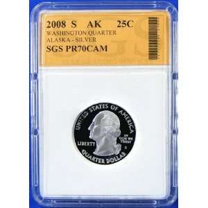  2008 S Silver Alaska (AK) Proof State Quarter SGS Graded 