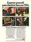 1983 TWA Airlines Magazine Ad. Express Check in
