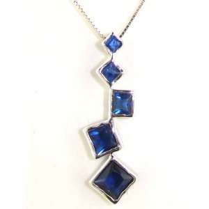 Luxury High Quality Solid Sterling Silver Sapphire coloured stone set 