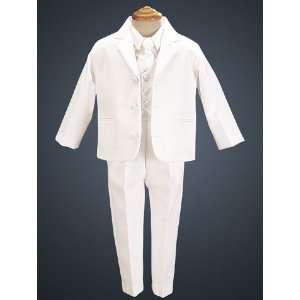  White Three Button Tuxedo with Satin Vest and Tie Baby