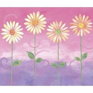  Big Daisies Pink Value Mural by 4Walls