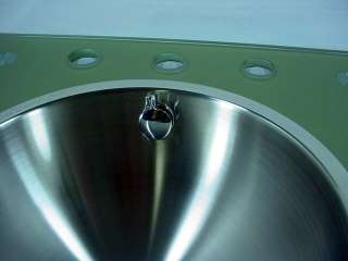 Sage Glass Bathroom Lavatory Vanity Stainless Sink Bowl  