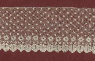 RARE HANDMADE ANTIQUE FRENCH MALINES LACE EDGING 162 by 2 3/8 