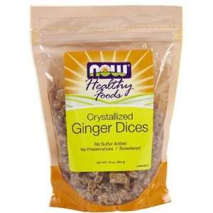 NOW Foods Crystallized Ginger Dices  No Sulfur 1 lb (Quantity of 4)