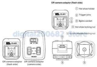 PIXEL VS 801 Flash connector adapter for Canon 580EX II  