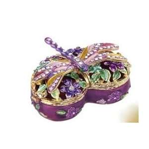  Andrea by Sadek Purple Dragonfly Jeweled Trinket Box 
