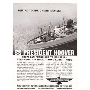    Print Ad 1958 SS President Hoover American President Lines Books
