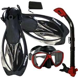  PROMATE Snorkeling Scuba Dive Mask Fins DRY Snorkel Gear 