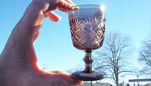ANTIQUE AMETHYST WINE OR CORDIAL GLASS PRESSED PATTERN OVER 100 YR OLD 